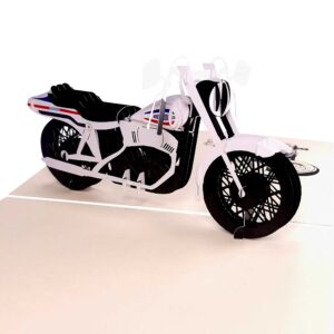 3D Blahoželanie - Motocykel (biely)