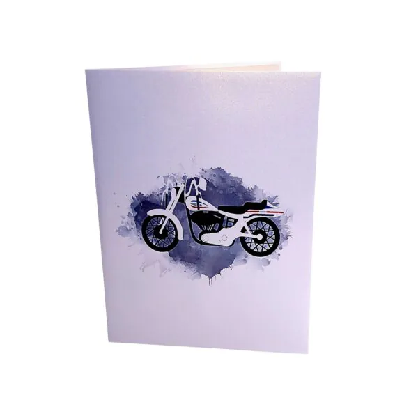 3D Blahoželanie - Motocykel (biely)
