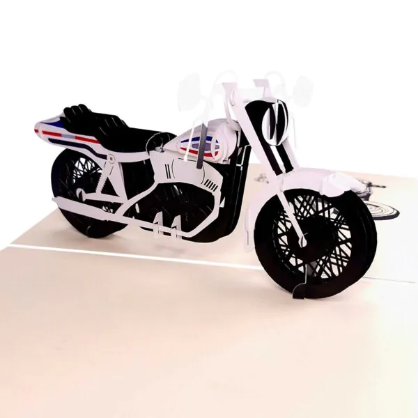 3D Blahoželanie - Motocykel (biely)